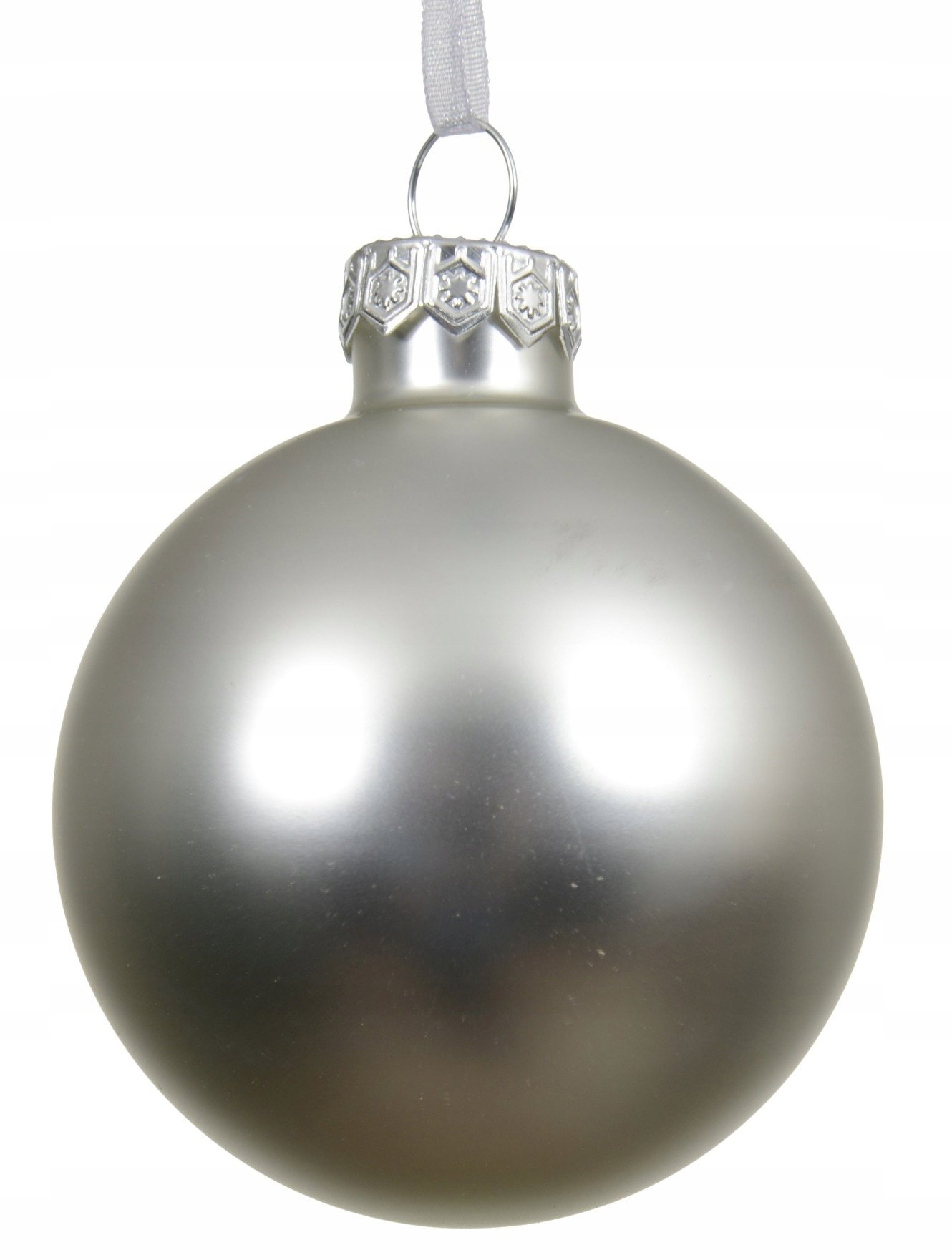 Bombka choinkowa szklana gładka srebrna 8cm 1szt