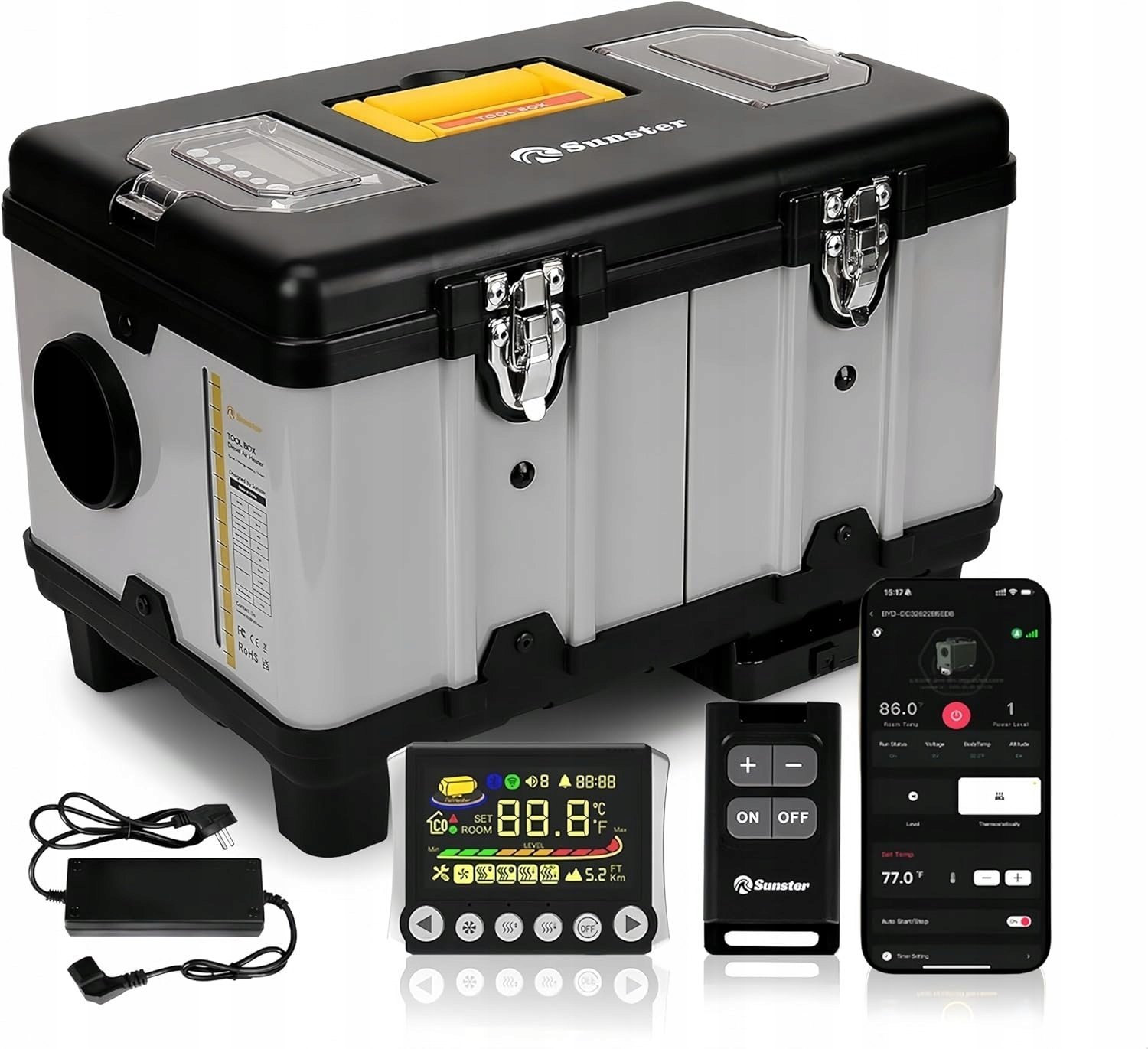 Sunster TB10 Nagrzewnica powietrza na olej napędowy 12/24V i 110-240V 8 kW