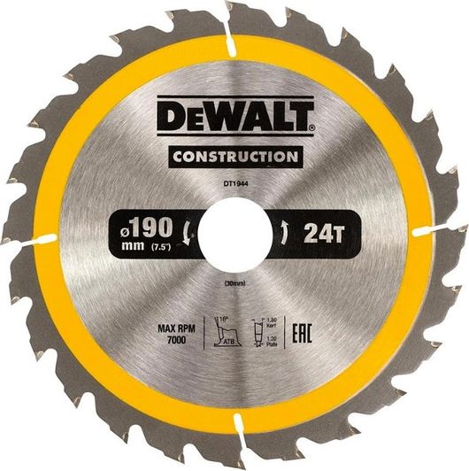 Dewalt piła tarczowa do drewna 190x30mm, 24 zębów (DT1944-QZ)