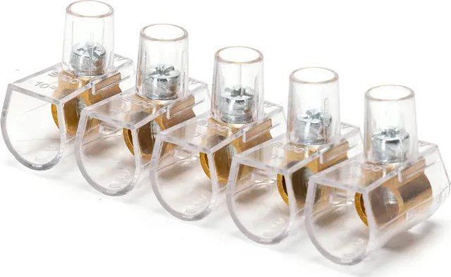 Aigostar Listwy zaciskowe PC5 10 mm 2 szt., przezroczyste i mosiężne Listwy zaciskowe PC5 10 mm 2 szt., przezroczyste i mosiężne