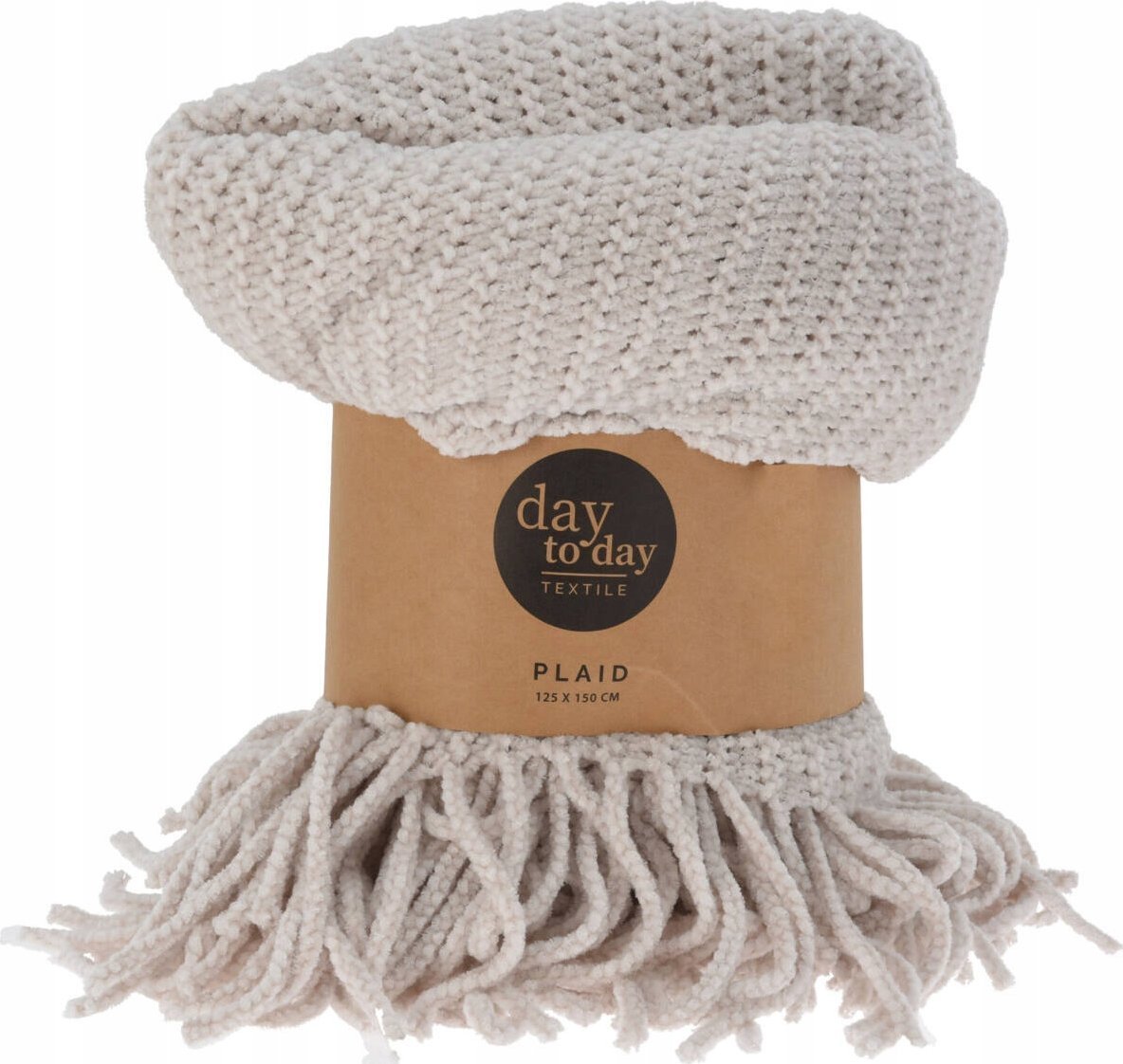 Home Styling Collection Kocyk boho z frędzlami, dzianinowy, 120 x 150 cm