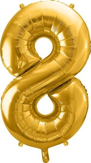 Party Deco Balon foliowy Cyfra "8", 86cm, złoty uniwersalny