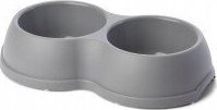 Barry King Miska plastikowa podwójna dla psów i kotów L, 1,2L, szara, 35x20cm,