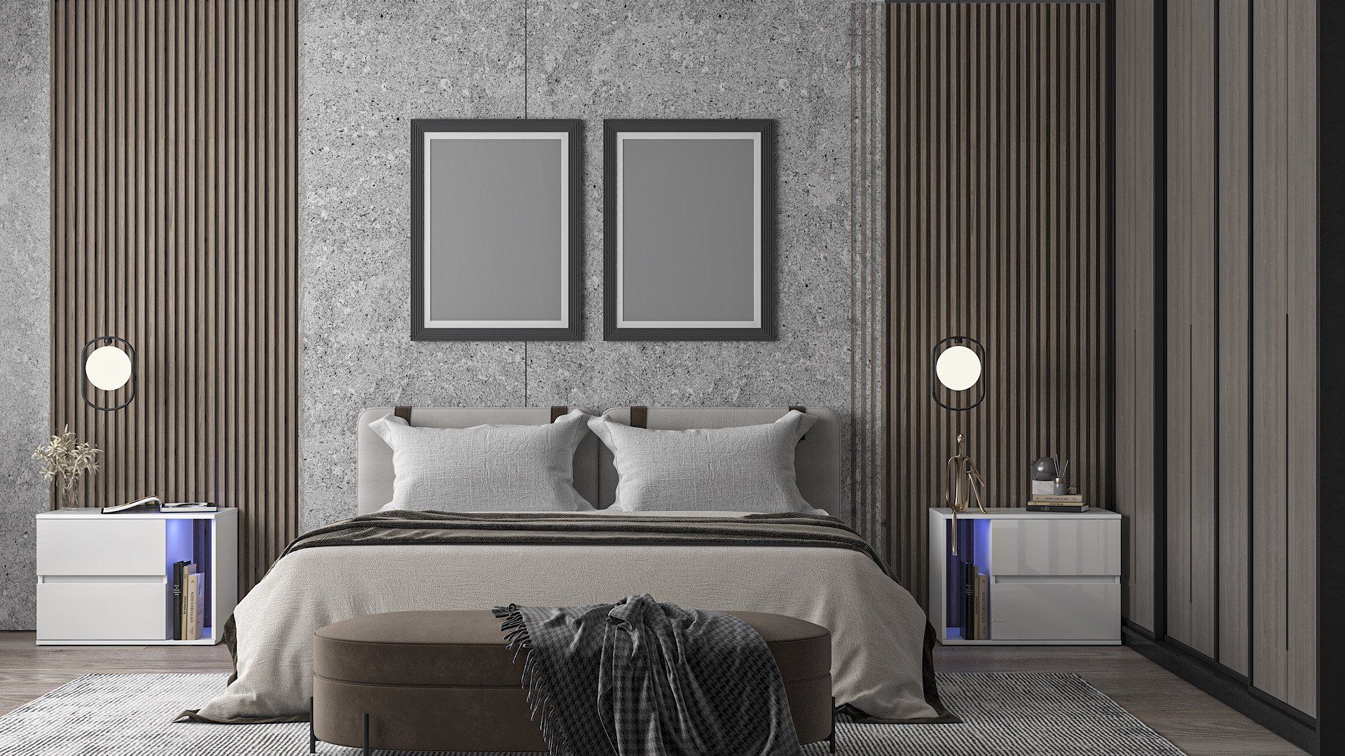 MEGSTYL SZAFKA NOCNA SANREMO 66cm Biała + LED RGB