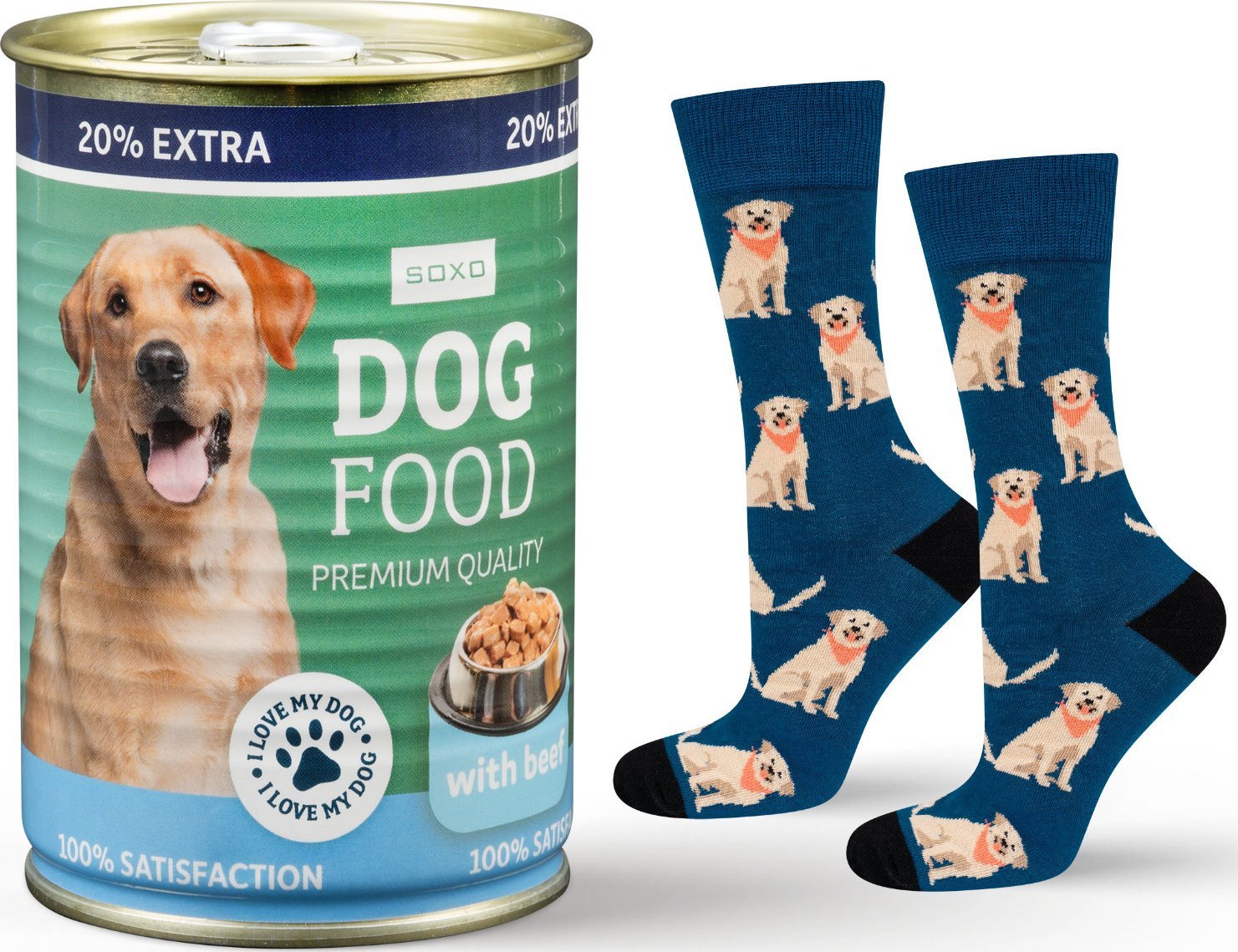 Soxo Kolorowe Męskie | Damskie Skarpetki SOXO labrador w puszce 3540