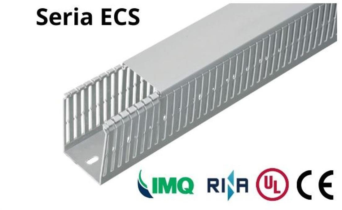 Korytko grzebieniowe samogasnące 4/6/4 25x100 szare z pokrywą PV UV /2m/ ECS25100