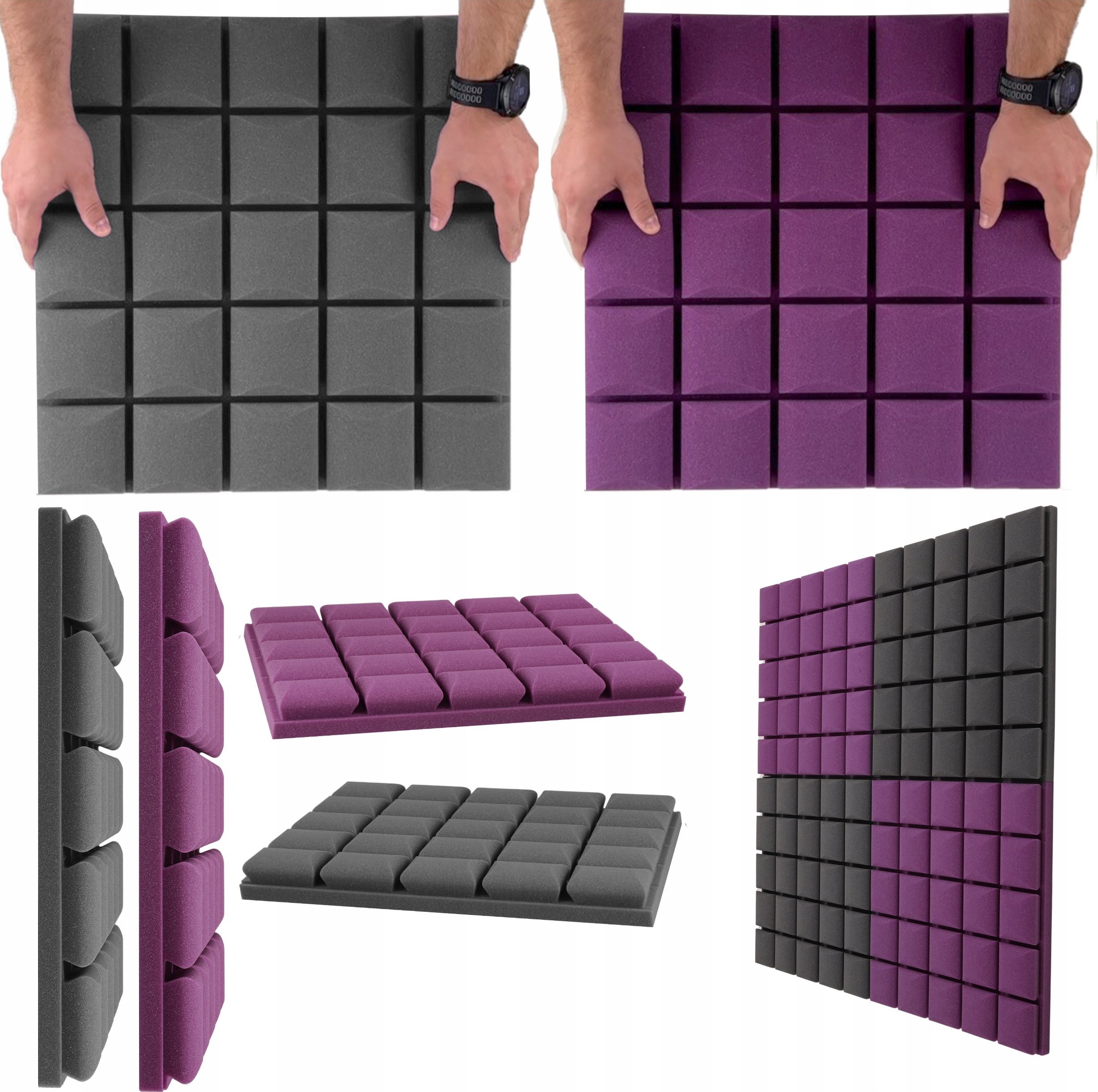 PANEL AKUSTYCZNY kostka wypukła bez kleju 5cm do sali konferencyjnej gąbka