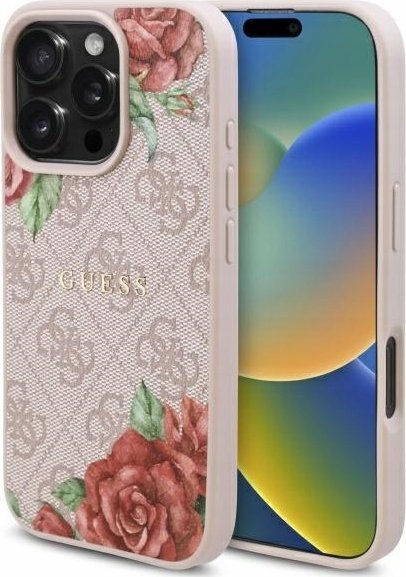Guess GUHMP16XP4ROPEMCP iPhone 16 Pro Max 6.9" różowy/pink hardcase 4G Flowers Print MagSafe