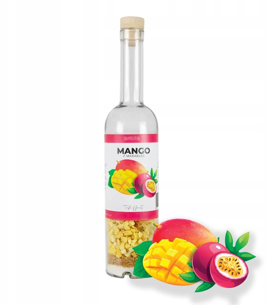 Bimberek Butelka 0,5L z owocami WŁASNA NALEWKA MANGO Z MARAKUJĄ