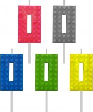 GoDan Świeczka urodzinowa Klocki, cyfra 0, wys. 5.5 cm one size