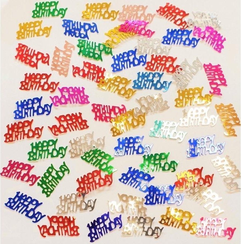 Konfetti metalizowane Happy Birthday kolorowe