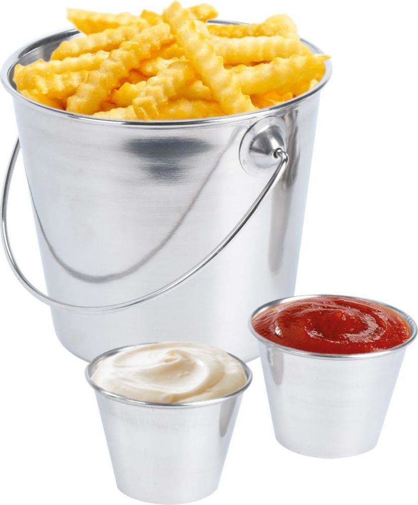 Excellent Houseware Wiaderko na FRYTKI przystawki przekąski + 2x miseczka na sosy dipy