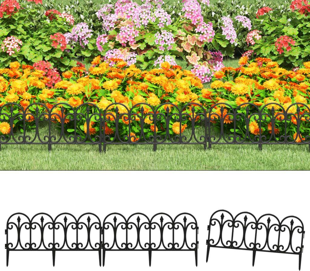 vidaXL Obrzeża trawnikowe, 17 szt., czarne, 10 m, PP