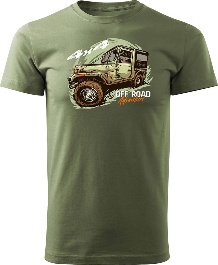 Topslang Koszulka rajdowa z jeepem jeep offroad off road off-road 4x4 męska khaki REGULAR S