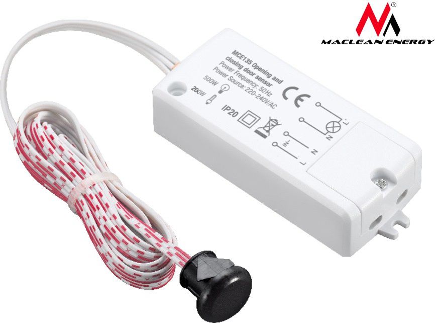 Maclean Czujnik pir on/off do drzwi, MCE135 zasięg 5-6 cm, max 500W (MCE135)