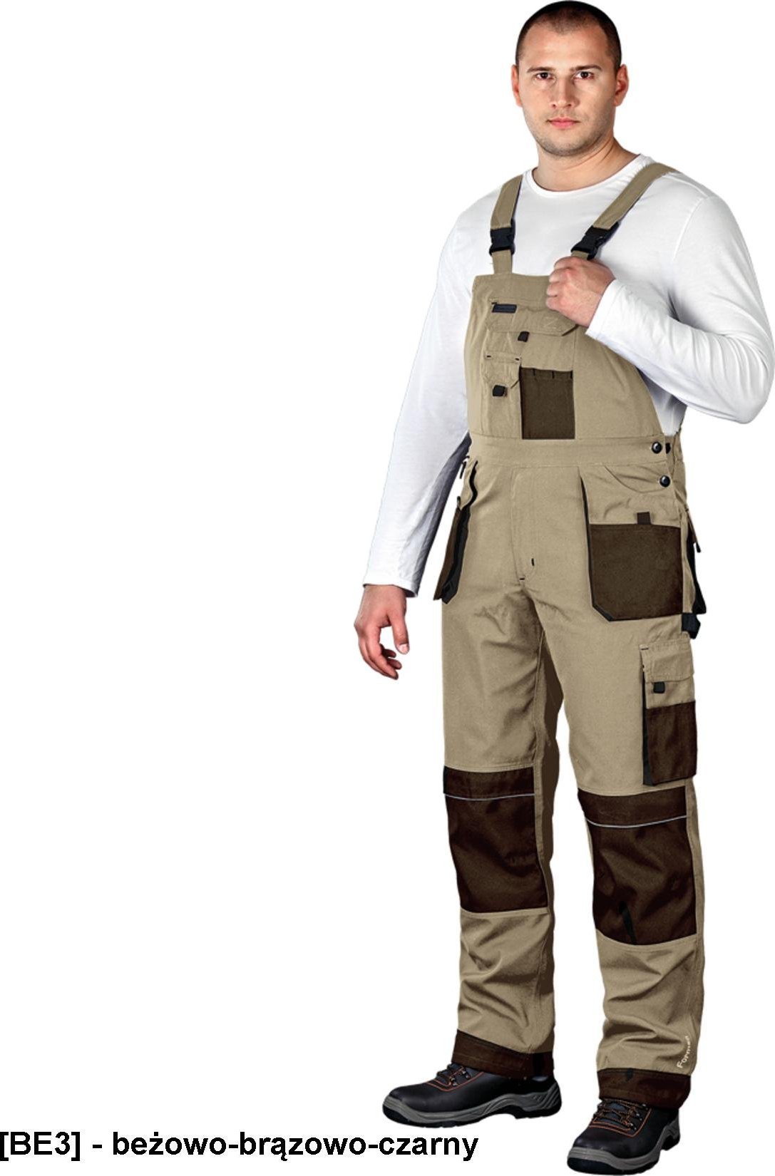 Leber&Hollman LH-FMN-B - spodnie ochronne ogrodniczki - beżowo-brązowo-czarny 60