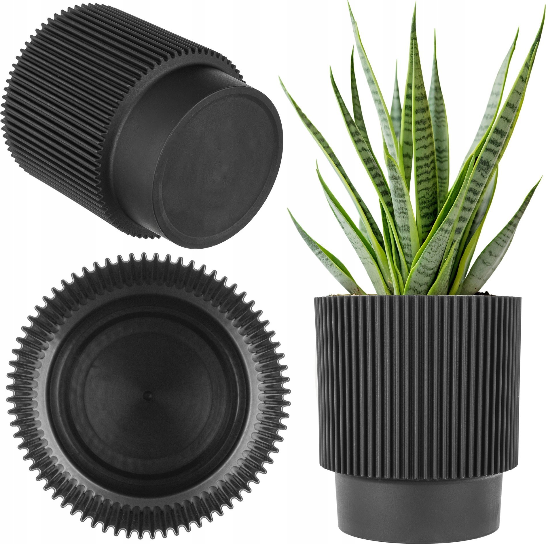 KADAX Doniczka Donica Na Kwiaty 15cm Osłonka Rośliny Kwietnik Plastikowa Czarna