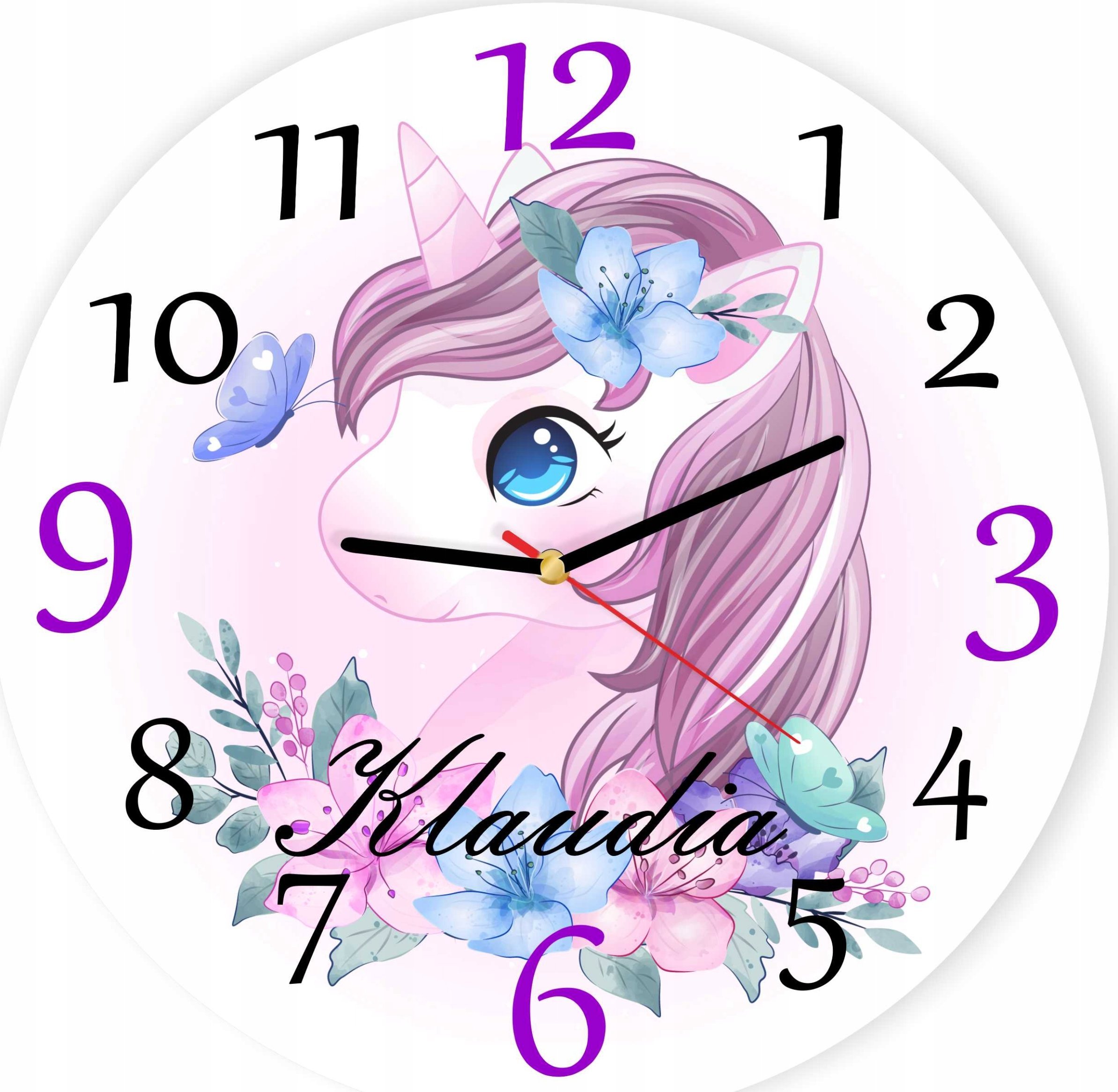 naSciane Zegar dla dzieci kucyk jednorożec - imię dziecka