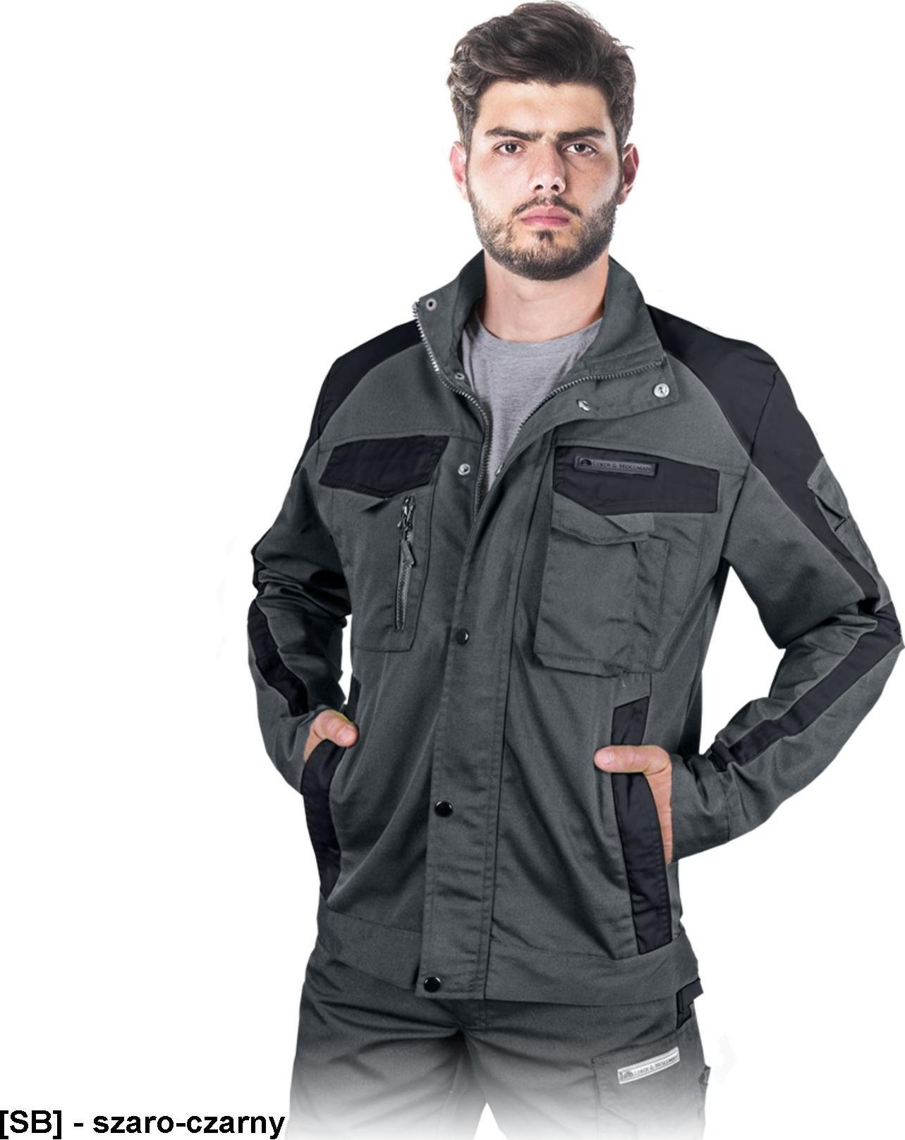 Leber&Hollman LH-TANZO-J - bluza ochronna, 7 kieszeni, 65% poliester, 35% bawełna 270 g/m2, - szaro-czarny XL