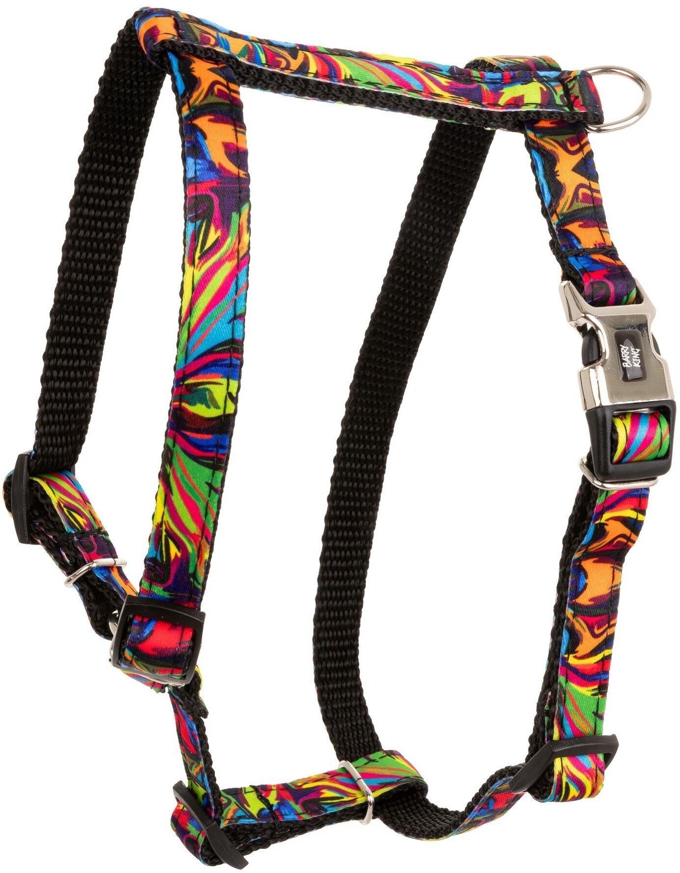 Szelki dla psa, wzór picasso, taśma polipropylenowa, 25mm/70-90cm czarne