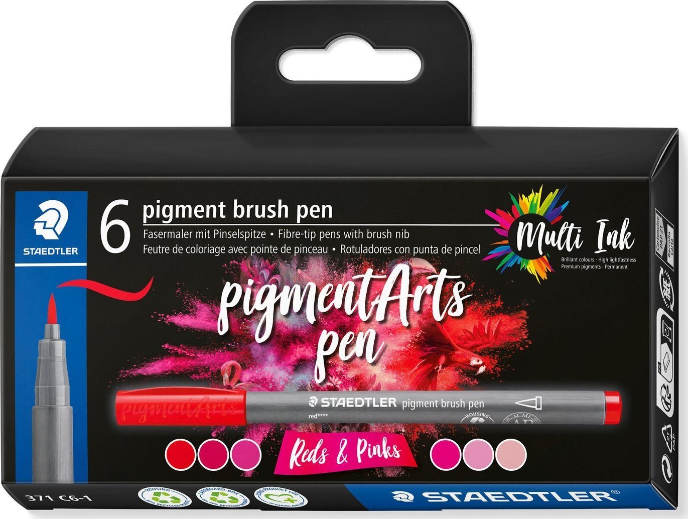 Staedtler MultiInk Pigment Arts brush pen zestaw 6 reds&pinks retail