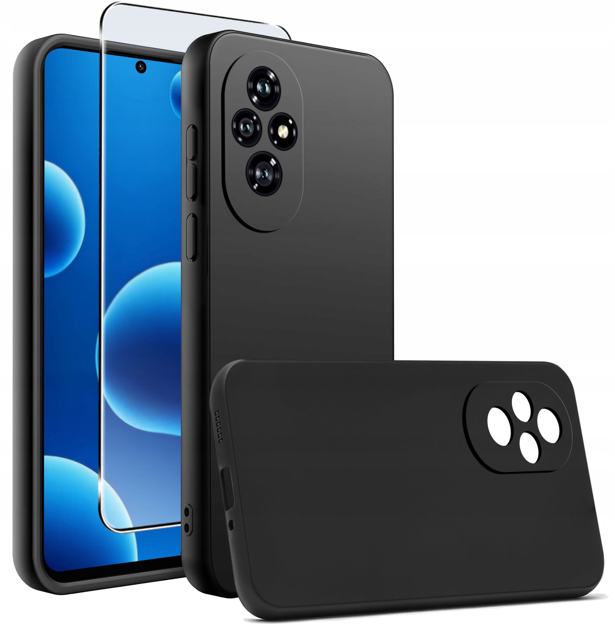 Etui do Honor 200 5G CASE Gumowe CZARNE Matowe Silikon Slim + SZKŁO 9H