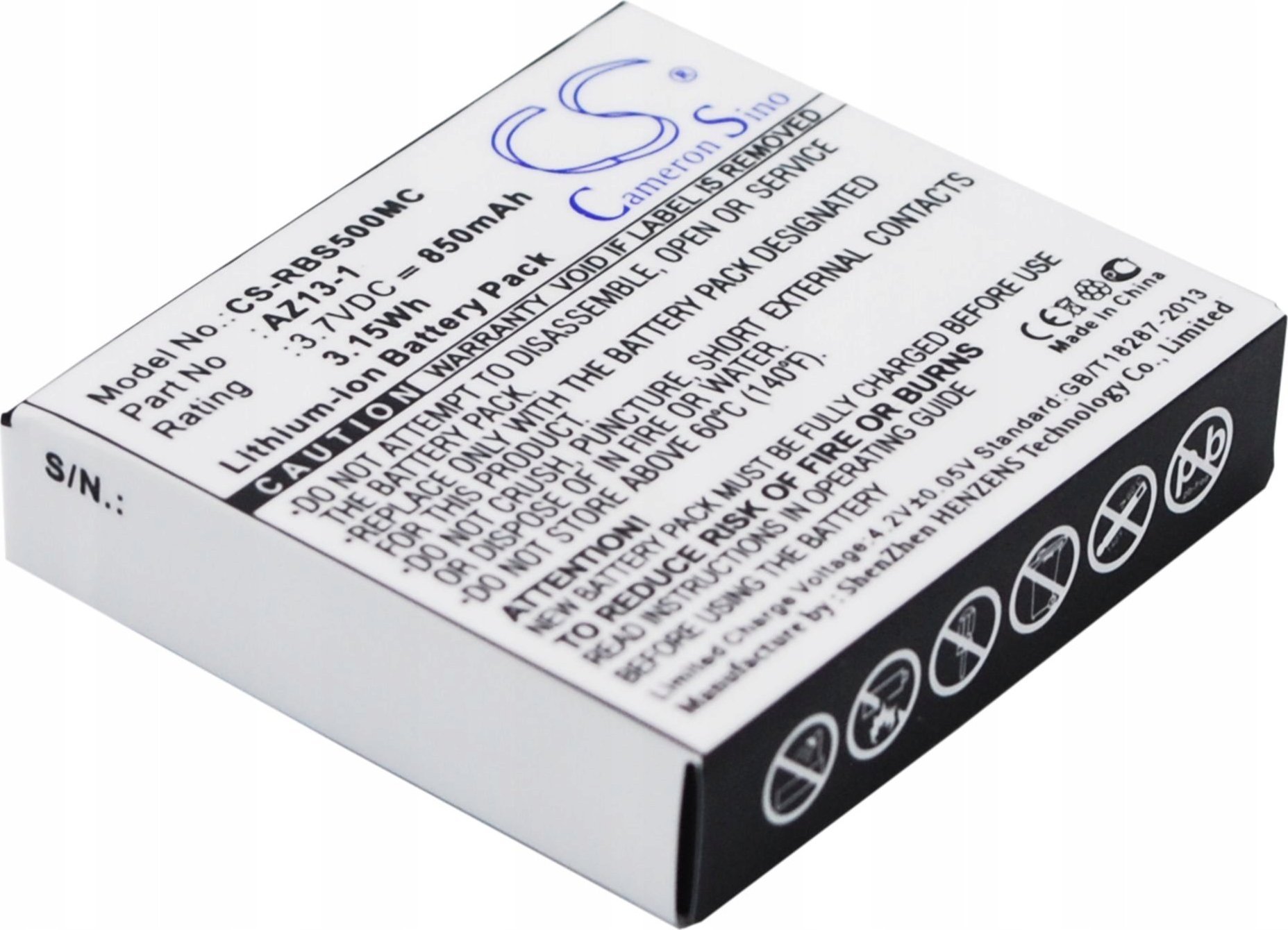 Cameron Sino Akumulator Bateria Az13-1 Do Xiaomi Yi Xiaoyi / Cs-rbs500mc