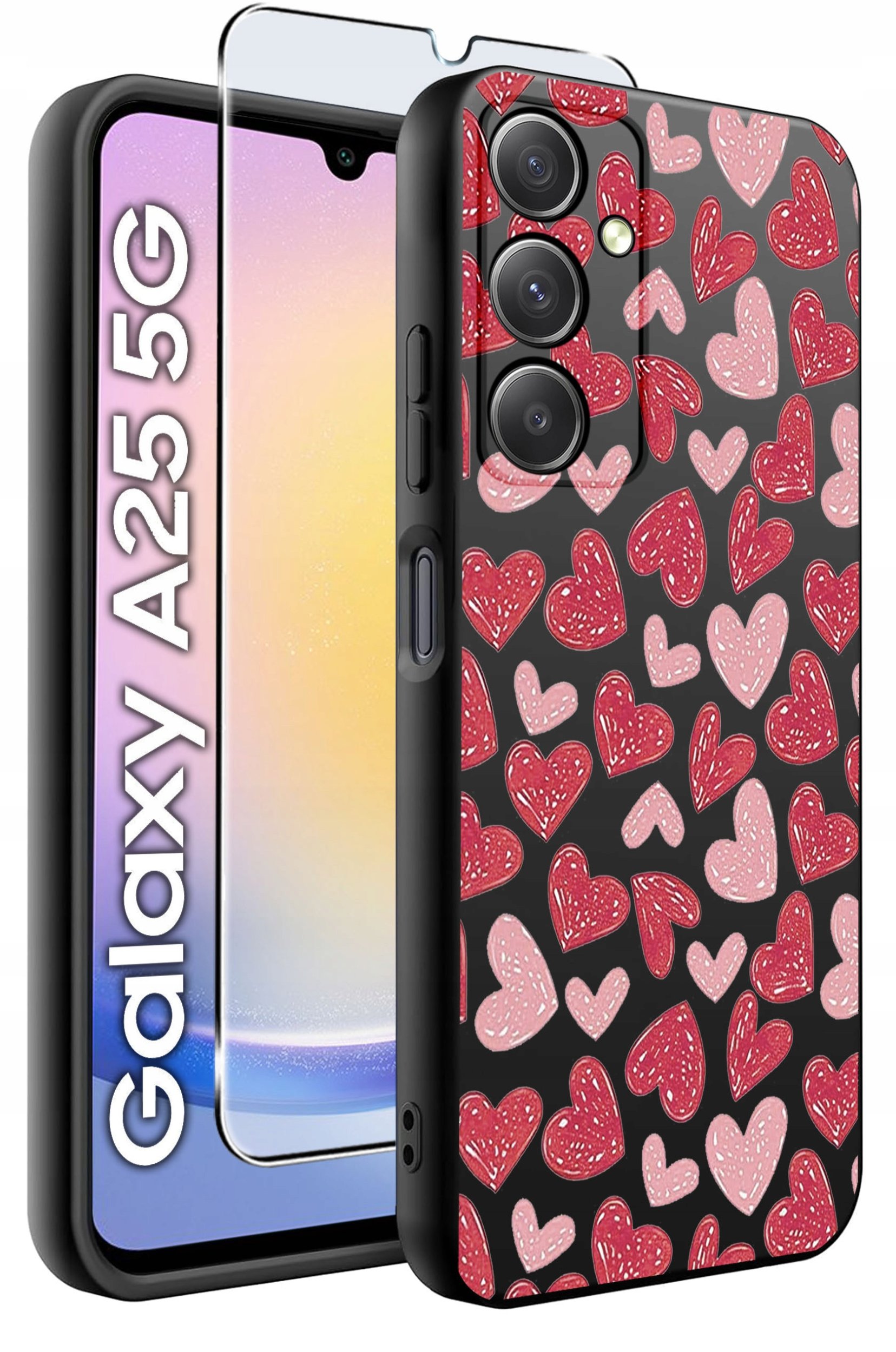 ETUI do Samsung A25 5G WZORY | SILIKONOWE MATT CASE + SZKŁO HARTOWANE 9H