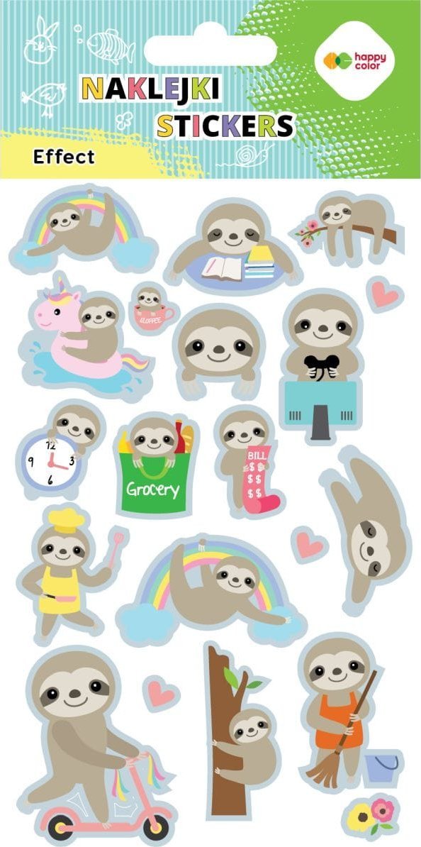 Naklejki EFFECT -Leniwce, 10x20cm, Happy Color