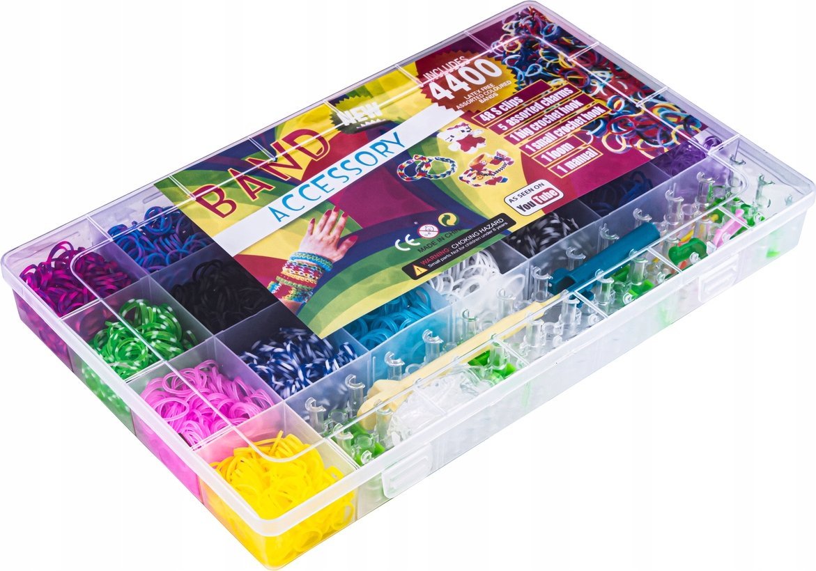 Gumki Zestaw Do Robienia Tworzenia Bransoletek Naszyjników Koraliki 4400 elementów