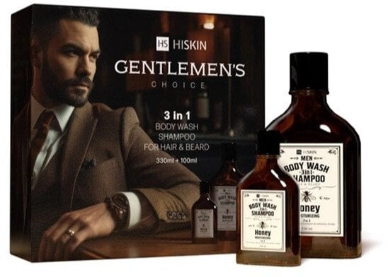 HiSkin Gentlemans Choice zestaw żel do mycia ciała i szampon do włosów i brody 3w1 Honey 330ml + żel do mycia ciała i szampon