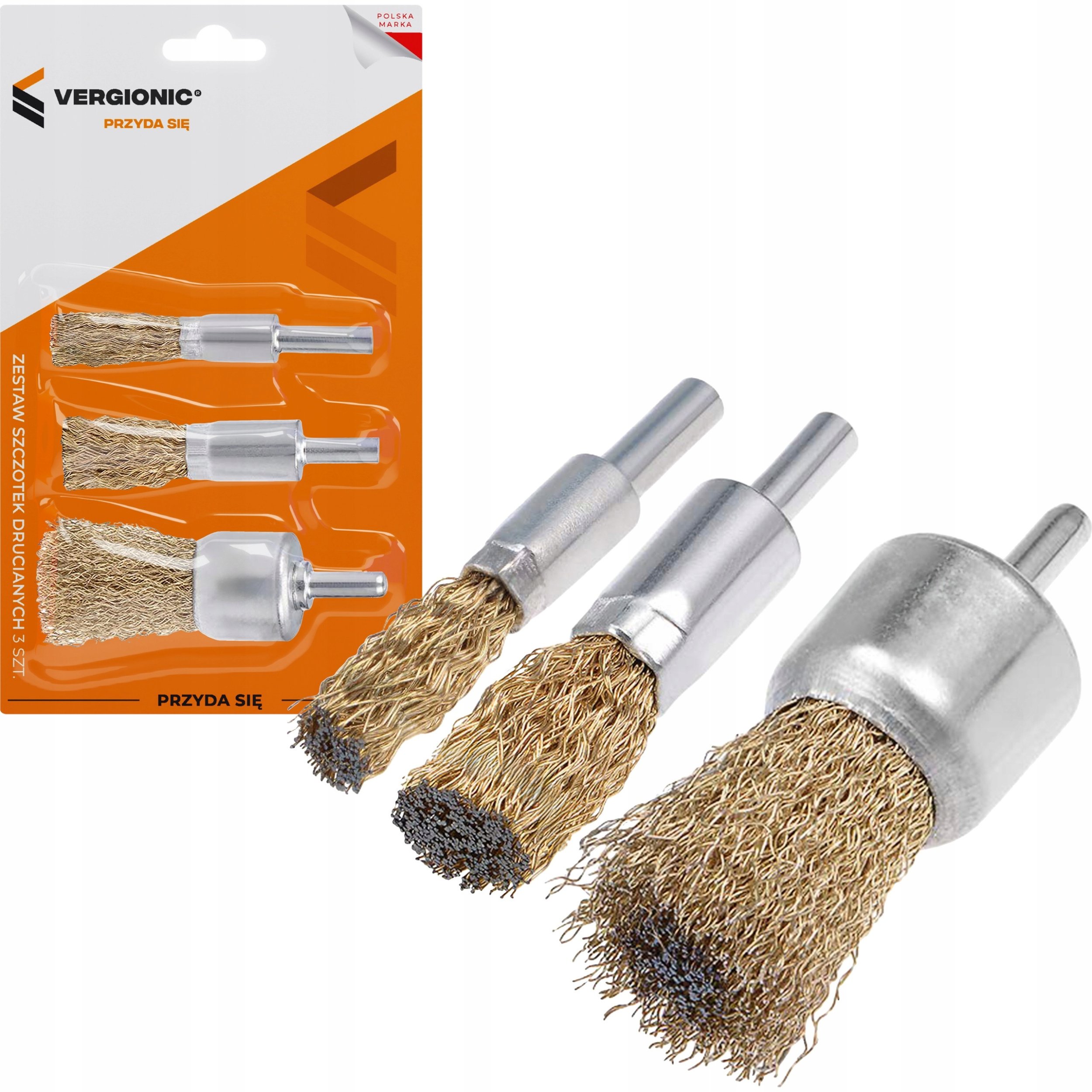 Zestaw szczotek drucianych do wiertarki, druciane 3 szt. VERGIONIC