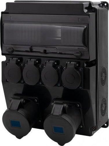 F-Elektro Rozdzielnica czarna CAJA 12M SCENIC - gniazda proste 2x32A/3P, 4x230V F3.2905