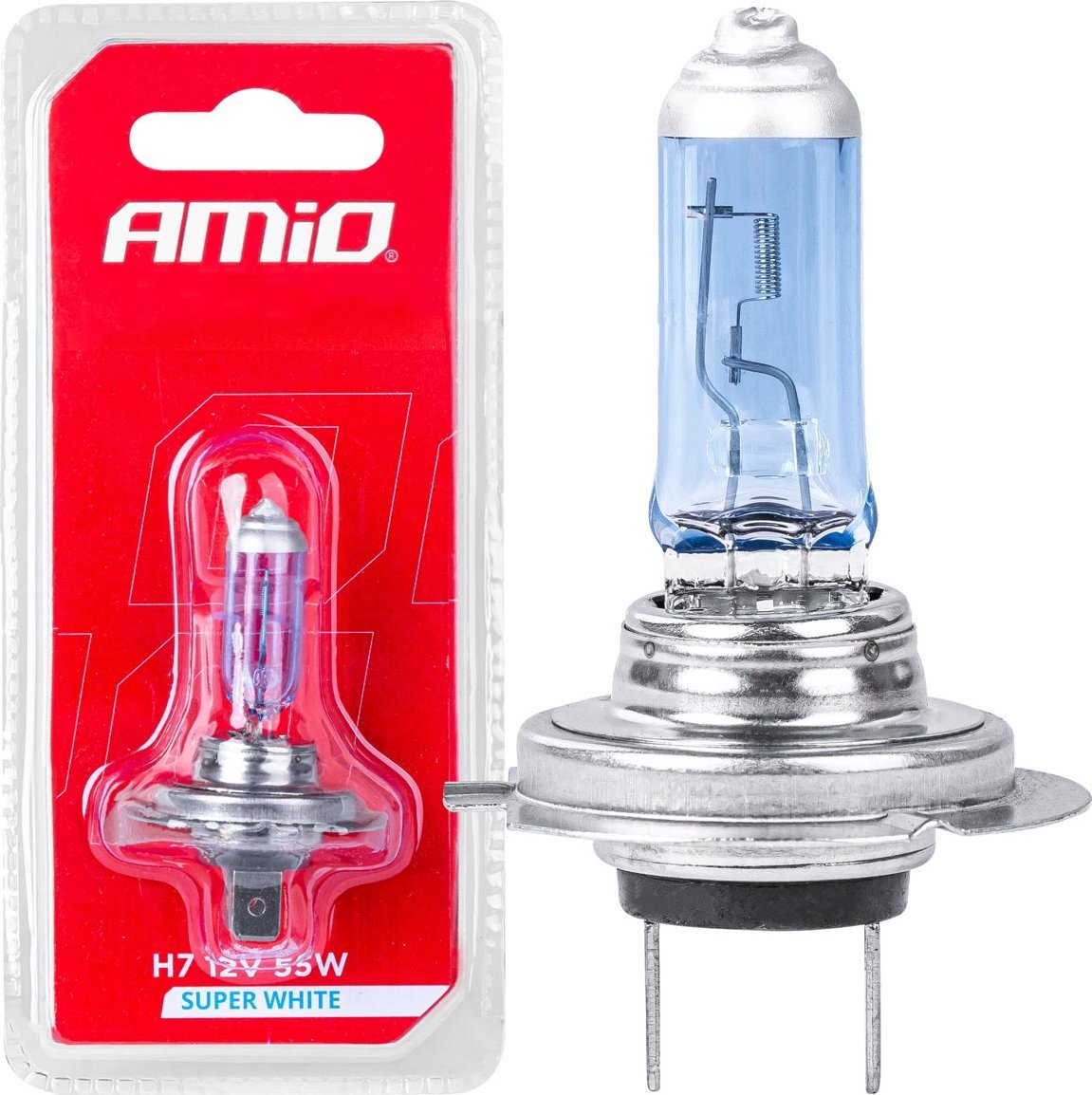 AMiO Żarówka halogenowa h7 12v 55w super white 1szt. blister amio-03364