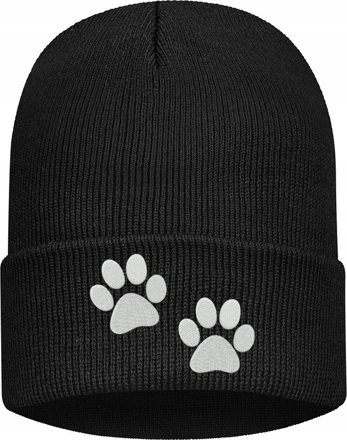 CZAPKA ZIMOWA Z ŁAPKAMI PSA KOTA HAFTOWANE PREZENT HAFT KOMPUTEROWY UNISEX