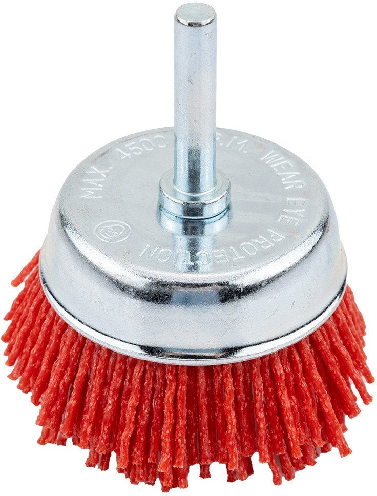 Szczotka nylonowa doczołowa 65 mm, z trzpieniem 6 mm