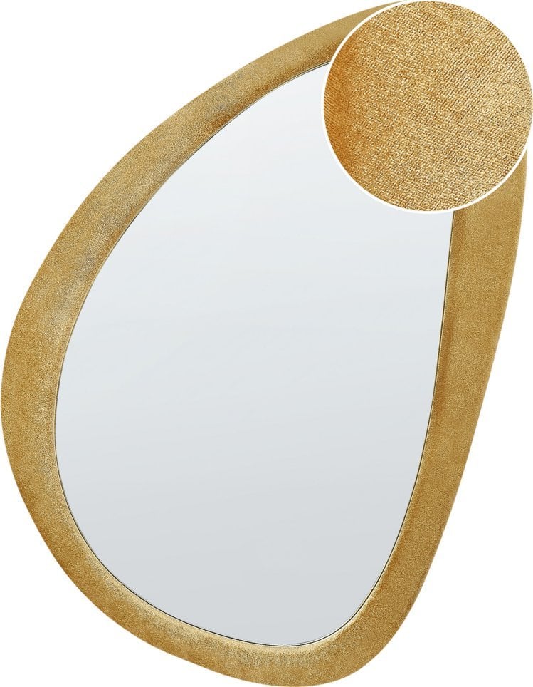 Beliani Lustro ścienne welurowe 61 x 91 cm żółte VENAS