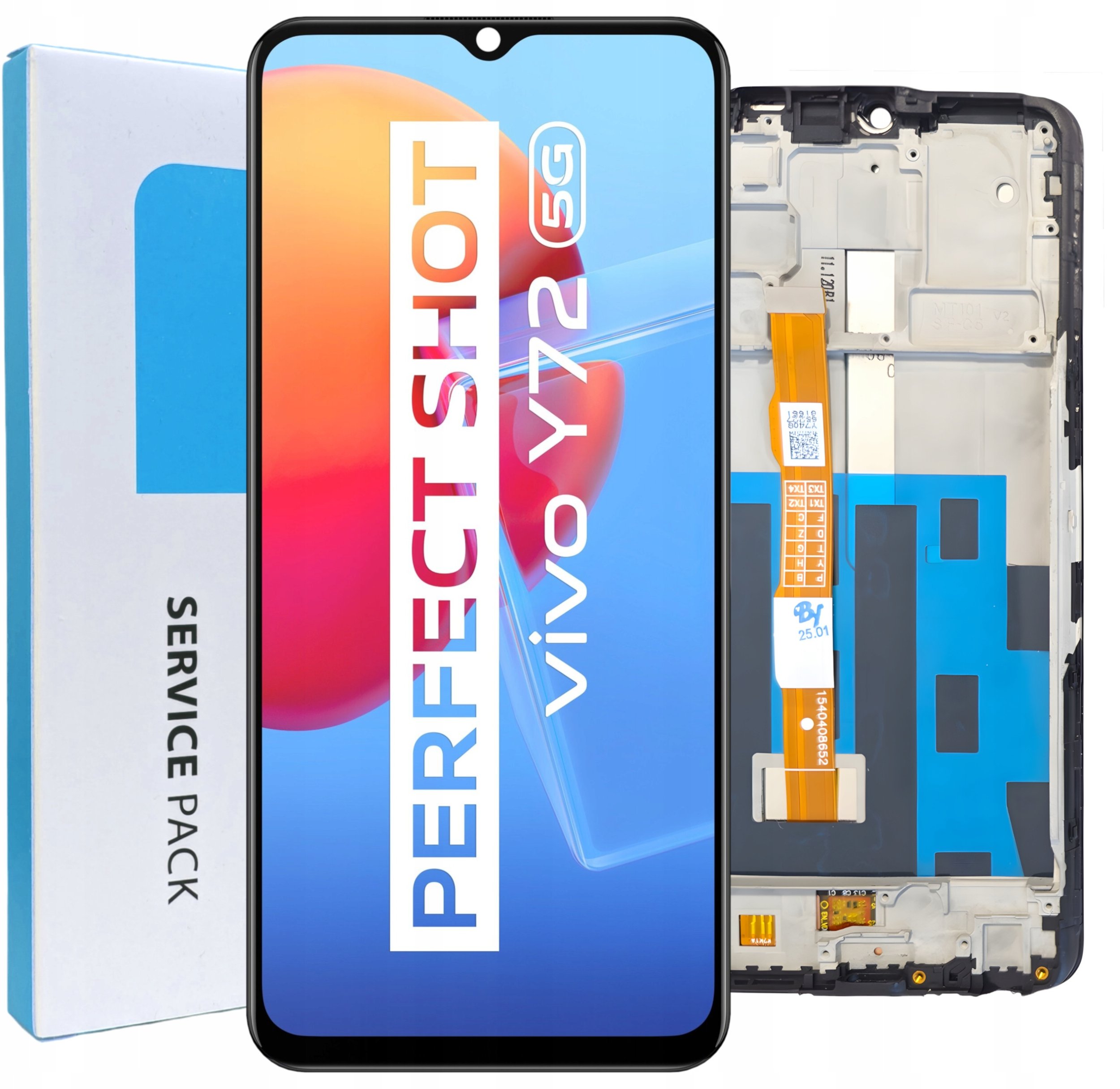 ORYGINAŁ WYŚWIETLACZ EKRAN LCD SZYBKA DOTYK DO VIVO Y72 5G RAMKA V2041