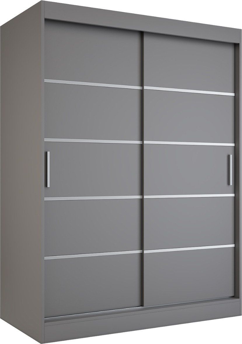 MKPOL Szafa przesuwna MODUO COMFORT 150 antracyt z listwami