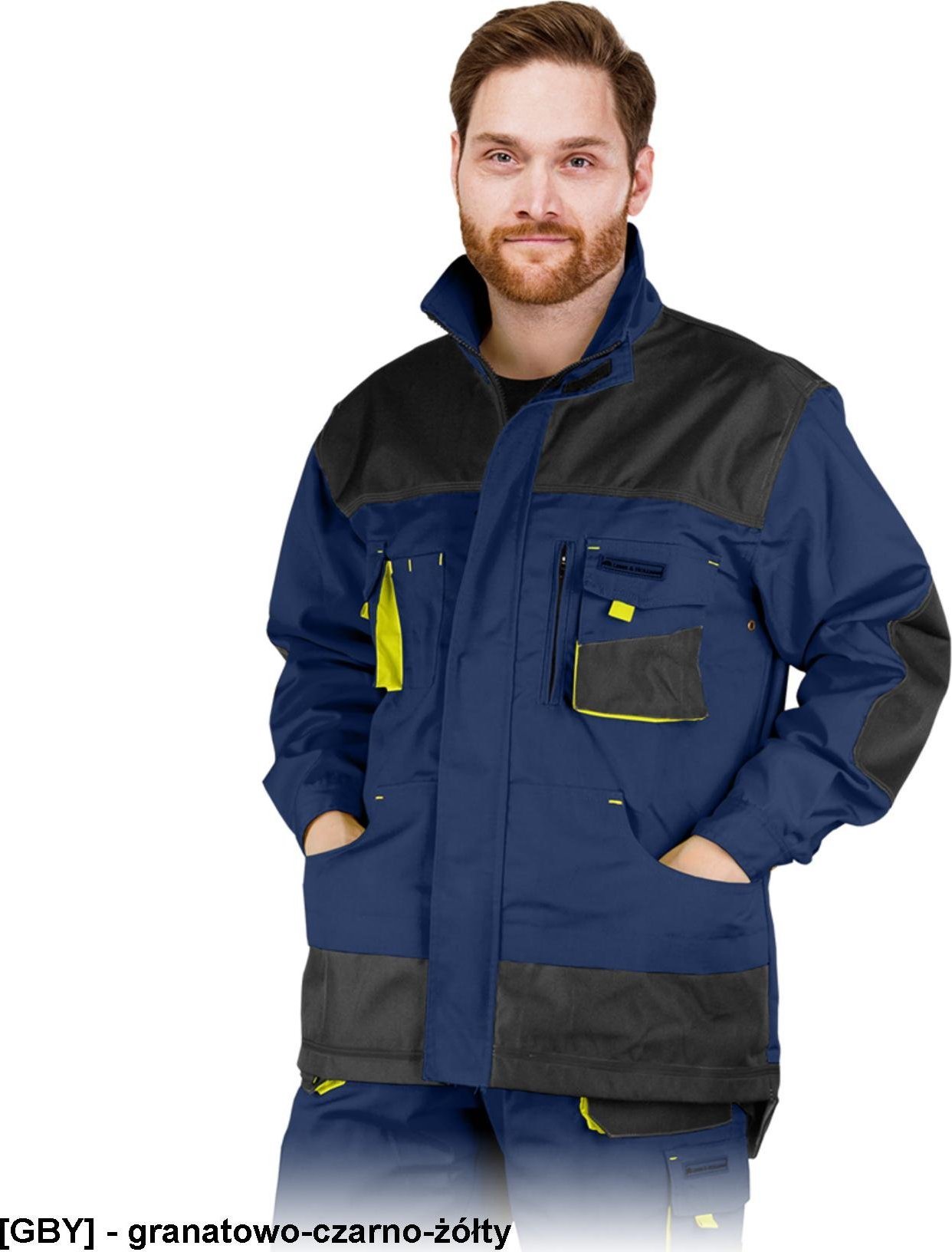 R.E.I.S. LH-FMN-J - bluza ochronna zapinana na suwak oraz na rzepy, - granatowo-czarno-żółty 2XL