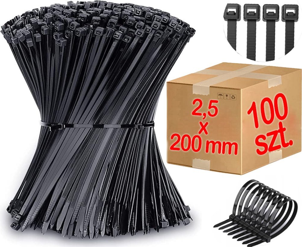 Pako Opaski Zaciskowe Trytki 2,5 x 200 mm - 100 szt.