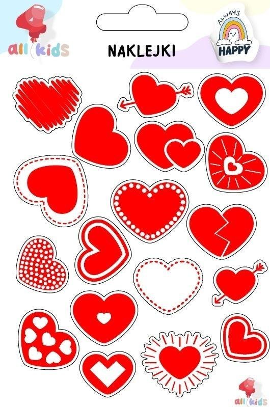Naklejki dla dzieci Walentynki 4 Serca