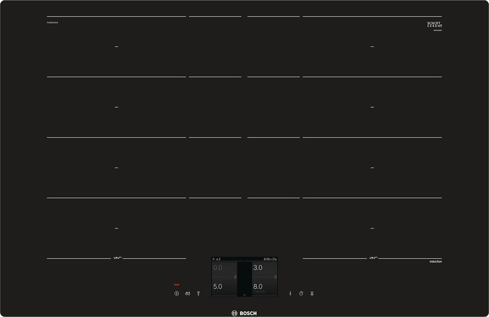Płyta grzewcza Bosch BOSCH PXY801KW1E Płyta indukcyjna 80cm do zabudowy na równi z blatem FlexInduction, MoveMode, PerfectFry