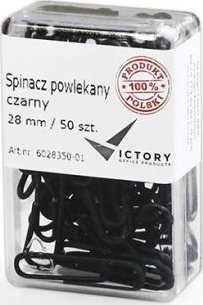 Victory Office Product SPINACZE BIUROWE VICTORY OFFICE 28MM 50 SZT. OKRĄGŁE POWLEKANE CZARNE POJEMNIK PLASTIKOWY