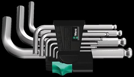 Wera Zestaw kluczy 950/9 Hex-Plus 3 krótkich z kulką, chromowanych, metrycznych (05133163001)