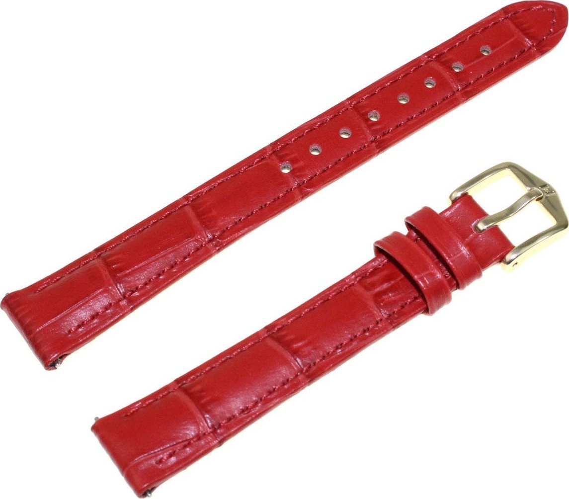 Hirsch Czerwony pasek skórzany 14 mm HIRSCH Duke 01028120-1-14 (M)