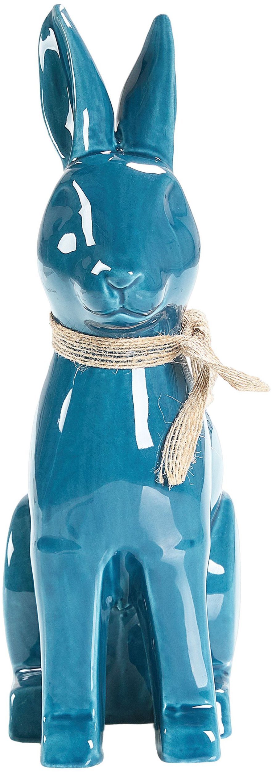 Beliani Figurka dekoracyjna Królik JAMBLES Ceramika Niebieski
