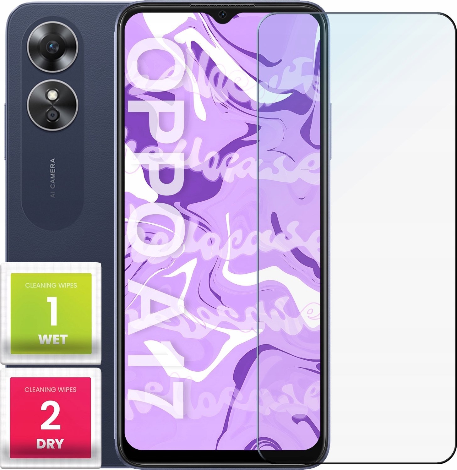 Hello Case Szkło Hartowane do Oppo A17 (szybka 9H, płaskie 2.5D, ochronne, szybka)