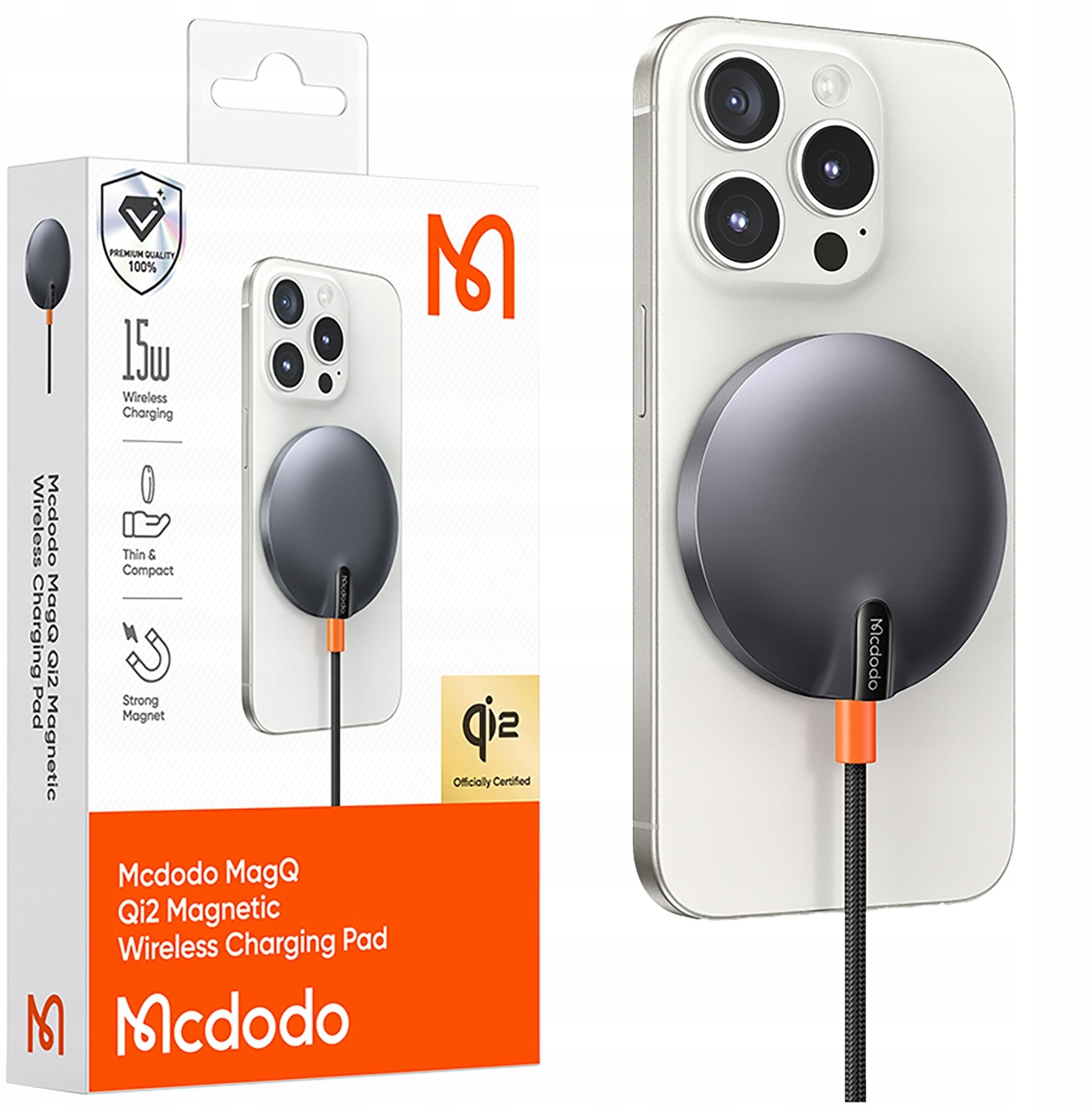 Ładowarka Mcdodo ŁADOWARKA INDUKCYJNA BEZPRZEWODOWA DO MAGSAFE IPHONE 13 14 15 16 QI2