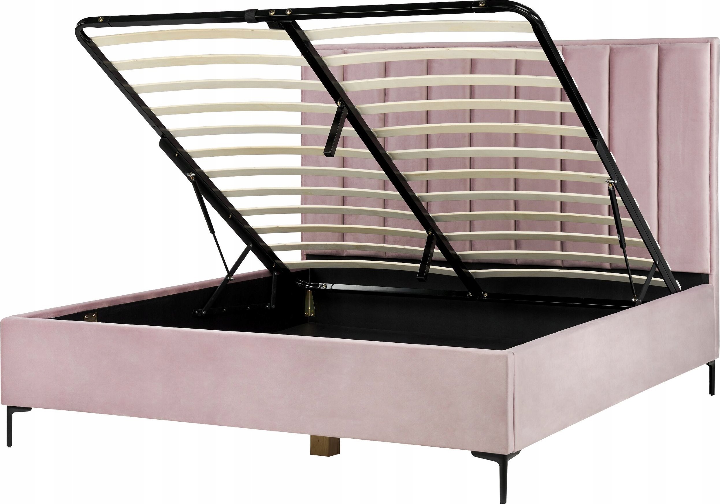 Beliani Łóżko z pojemnikiem welurowe 180 x 200 cm różowe SEZANNE